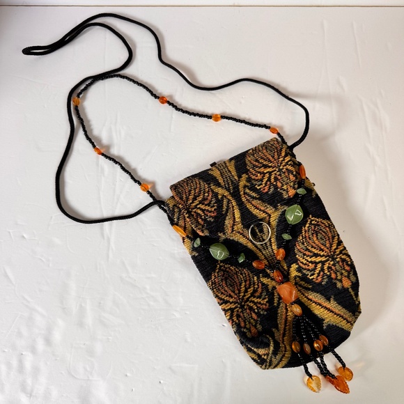 Handmade by‎ Tiger Patch Covent Garden London Tapestry Beaded Jeweled Crossbody - Picture 1 of 11